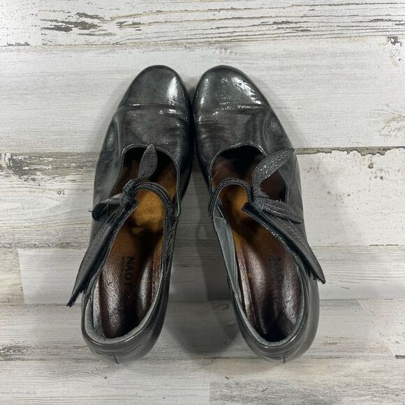 NAOT Pleasure Mary Jane Leather Women's Shoes Padded Heel Metallic Gray EU 40/10 - Picture 5 of 6